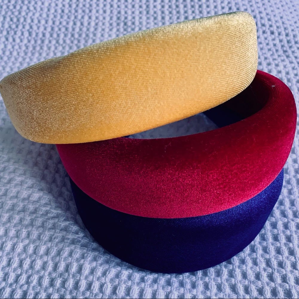Velvet headbands red / royal blue / yellow